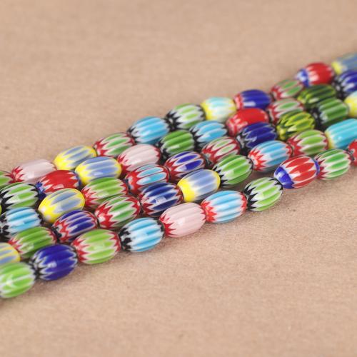 Granulos artesanais de  Lampwork, vidrilho, Tambor, DIY, Mais cores pare escolha, 8x12mm, Aprox 34PCs/Strand, vendido por Strand