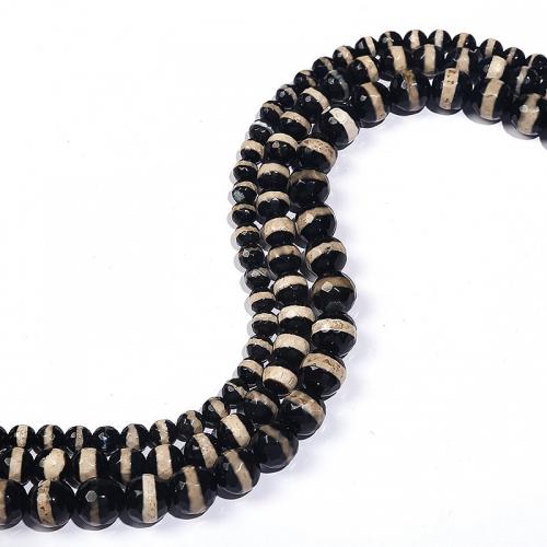 Ágata natural tibetano Dzi Beads, Ágata tibetana, Roda, DIY, preto, vendido por Strand