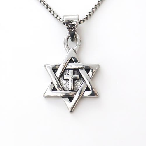 Collier en alliage de zinc Pull, Hexagram, Placage, bijoux de mode & unisexe, argent, protéger l'environnement, sans nickel, plomb et cadmium, Pendant:4.3x2.9cm, Longueur Environ 51-80 cm, Vendu par PC