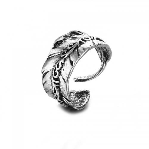 Zink Alloy Finger Ring, Feather, plated, mode smycken & Unisex, ursprungliga färgen, nickel, bly och kadmium gratis, 23x23mm, Säljs av PC