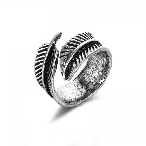 Zinc Alloy fingerring, Feather, forgyldt, mode smykker & Unisex, oprindelige farve, nikkel, bly & cadmium fri, 23x23mm, Solgt af PC