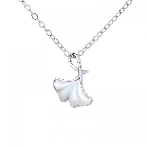 Sterling Silver Ogrlice, 925 Sterling Silver, s Bijela Shell, s 5CM Produžetak lanac, pozlaćen, za žene, više boja za izbor, Dužina Približno 40 cm, Prodano By PC