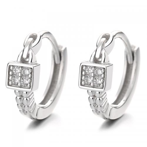 Cubic Zirconia micro pavimenta Sterling Silver Earring, 925 argento sterlina, placcato, Micro spianare cubic zirconia & per la donna, nessuno, 12.40x14mm, Venduto da coppia