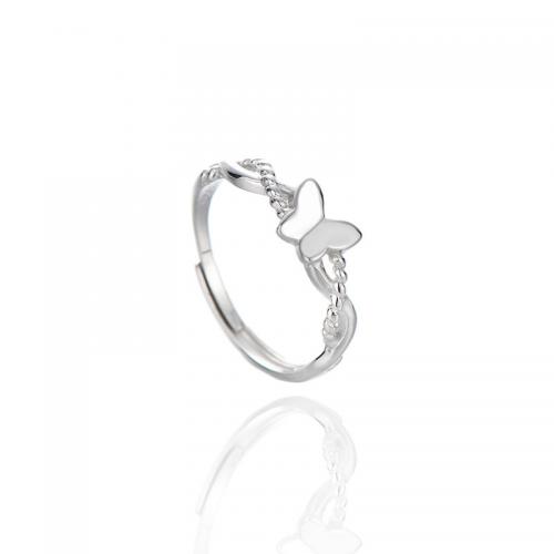 925 sterling zilver Manchet Finger Ring, Vlinder, geplatineerd, Koreaanse stijl & voor vrouw, Maat:7, Verkocht door PC