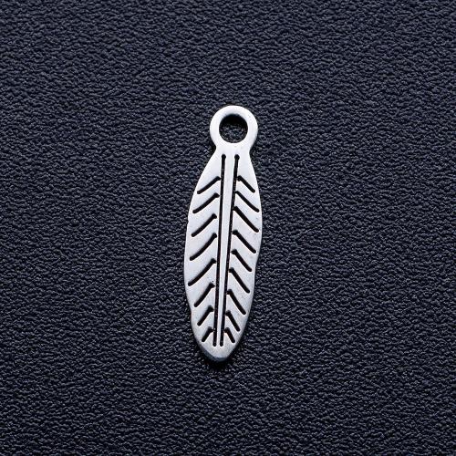 Titanium Steel Pendants Leaf polished fashion jewelry & DIY original color Sold By Bag