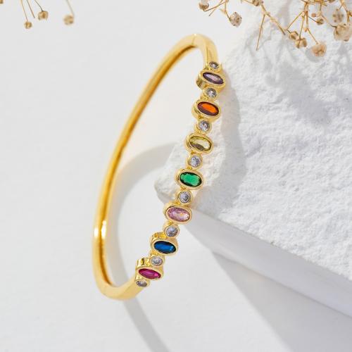 Bracelets en laiton, Plaqué d'or, bijoux de mode & styles différents pour le choix & pavé de micro zircon & pour femme, protéger l'environnement, sans nickel, plomb et cadmium, Vendu par PC