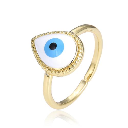 Bijoux Finger Evil Eye Anneau, laiton, larme, Placage de couleur d'or, bijoux de mode & motif de mauvais œil & pour femme & émail, plus de couleurs à choisir, protéger l'environnement, sans nickel, plomb et cadmium, 13mm, Diamètre intérieur:Environ 18mm, Vendu par PC