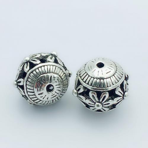 Zinek Spacer Beads, Kolo, starožitné barva postříbřená, DIY, nikl, olovo a kadmium zdarma, 14mm, Otvor:Cca 2mm, Prodáno By PC