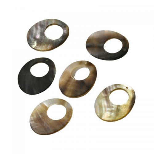 Shell Pendler, White Shell, med Black Shell, Oval, du kan DIY & hule, flere farver til valg, 24x30mm, Solgt af PC