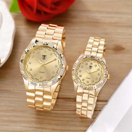 Unisex polshorloge, Zinc Alloy, met Glas, mode sieraden & Chinese beweging & uniseks, goud, nikkel, lood en cadmium vrij, Dial diameter :42mm, thickness: 10mm., Lengte Ca 220 , Verkocht door PC