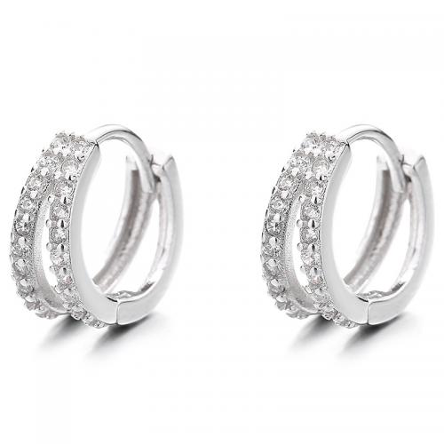 Cubic Zirkonia Micro Pave Sterling Silver Korvakorut, 925 Sterling Silver, päällystetty, Micro Pave kuutiometriä zirkonia & naiselle, enemmän värejä valinta, 12.30x13.40mm, Myymät Pair