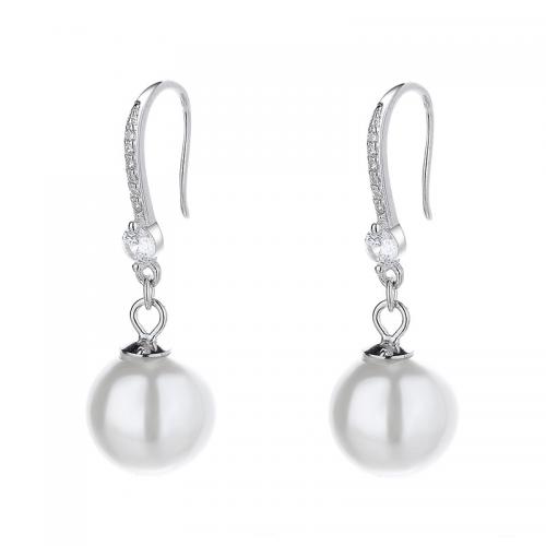 Cubic Zirconia micro pavimenta Sterling Silver Earring, 925 argento sterlina, with Shell Pearl, placcato, formato differente per scelta & Micro spianare cubic zirconia & per la donna, nessuno, Venduto da coppia