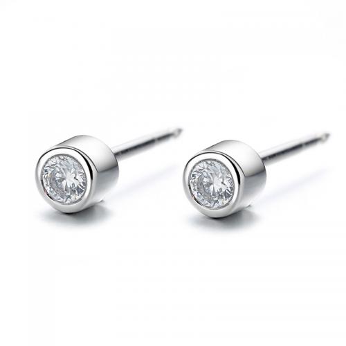 Zircon cubique Micro Pave d'oreille en argent sterling, argent sterling 925, Placage, styles différents pour le choix & pavé de micro zircon & pour femme, couleur platine, 10x3.90mm, Vendu par paire