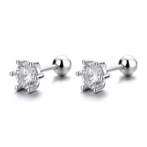 Zircon cubique Micro Pave d'oreille en argent sterling, argent sterling 925, Placage, normes différentes pour le choix & pavé de micro zircon & pour femme, couleur platine, Vendu par paire