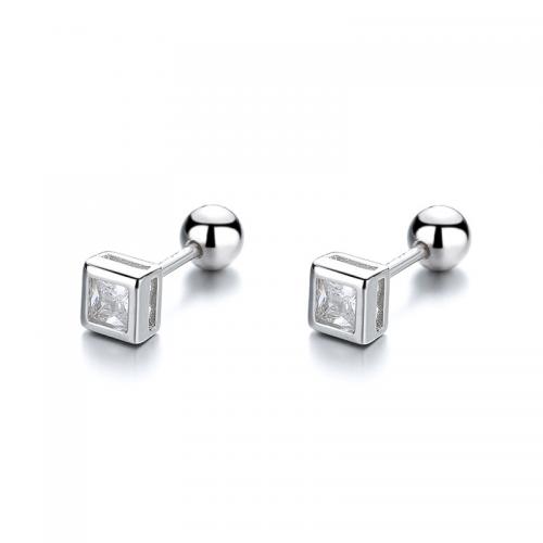 Zircon cubique Micro Pave d'oreille en argent sterling, argent sterling 925, Placage, styles différents pour le choix & pavé de micro zircon & pour femme, couleur platine, Vendu par paire