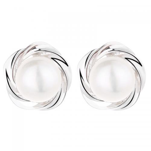 Sterling Silver Jewelry orecchino, 925 argento sterlina, with Shell Pearl, placcato, per la donna, nessuno, 12.20x12.20mm, Venduto da coppia