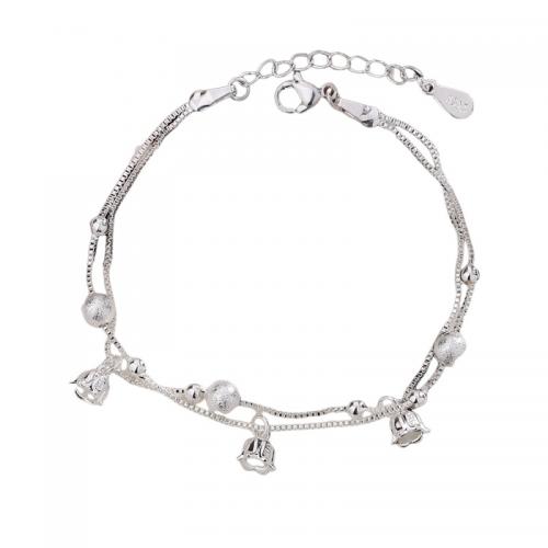 Bracelets en laiton, avec 3.5CM chaînes de rallonge, Placage, pour femme, argent, Vendu par PC