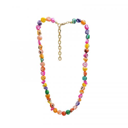 Collane a conchiglia, with lega in zinco, with 5cm extender chain, gioielli di moda & per la donna, multi-colore, beads length 5-6mm, Lunghezza Appross. 38 cm, Venduto da PC