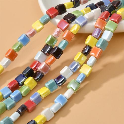 Perles bijoux en porcelaine, cadre, DIY, plus de couleurs à choisir, 8mm, Trou:Environ 2.4mm, Environ 40PC/brin, Vendu par brin