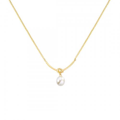 Collane d'argento sterlina, 925 argento sterlina, with Shell Pearl, with 5CM extender chain, placcato, per la donna, nessuno, Lunghezza Appross. 40 cm, Venduto da PC