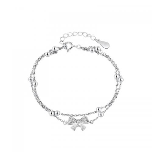 Sterling Silver Βραχιόλια, 925 Sterling Silver, με 2CM επεκτατικού αλυσίδας, επιχρυσωμένο, μικρο ανοίξει κυβικά ζιρκονία & για τη γυναίκα, ασήμι, Μήκος Περίπου 16.5 cm, Sold Με PC