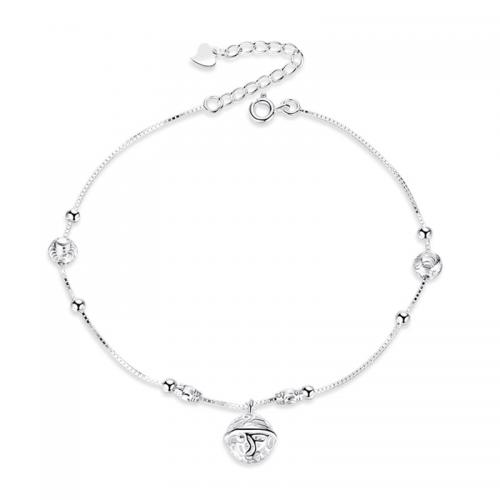 Cavigliera in argento sterling moda, 925 argento sterlina, with 4CM extender chain, placcato, Micro spianare cubic zirconia & per la donna, color platino, Lunghezza Appross. 22 cm, Venduto da PC