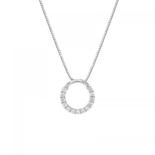 Cubic Zircon Micro bana Sterling Silver Halsband, 925 Sterling Silver, plated, micro bana cubic zirconia & för kvinna, platina färg, Längd Ca 45 cm, Säljs av PC