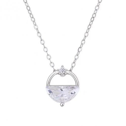 Kubieke Zircon Micro effenen Sterling zilveren ketting, 925 Sterling Zilver, met 5CM extender keten, plated, micro pave zirconia & voor vrouw, meer kleuren voor de keuze, Lengte Ca 40 cm, Verkocht door PC