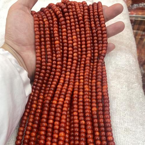 Abalorios de Coral, Coral natural, Toroidal, Rojo, 7x5mm, agujero:aproximado 0.5mm, longitud aproximado 16 Inch, 10Strandsfilamento/Grupo, aproximado 83PCs/Sarta, Vendido por Grupo