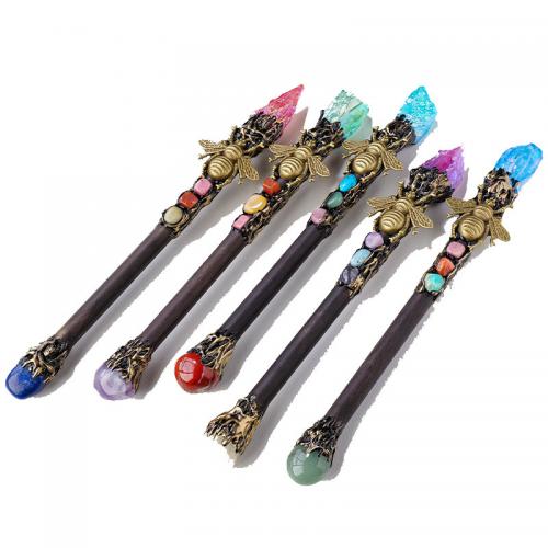 Gemstone Magic Wand Props, le Sinc Alloy, Bee, plátáilte, dathanna níos mó le haghaidh rogha, decoration length 250-260mm, Díolta De réir PC