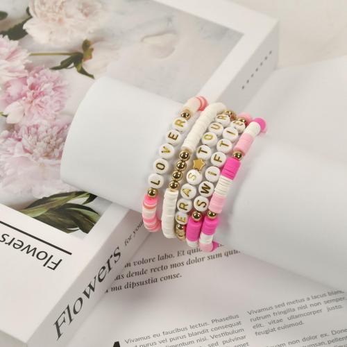 Bijoux bracelets de mode, argile de polymère, fait à la main, bijoux de mode & pour femme, plus de couleurs à choisir, Longueur Environ 17.5 cm, Vendu par fixé