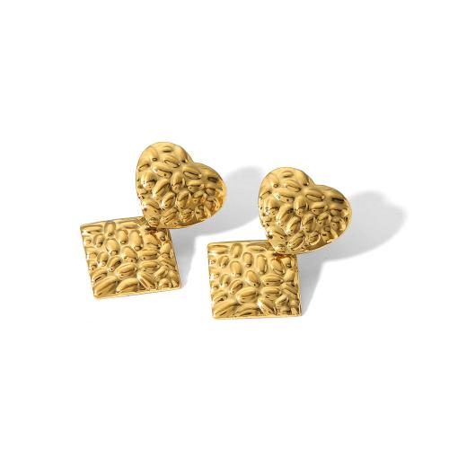 Stainless Steel Stud Earrings 304 Stainless Steel 18K gold plated fashion jewelry & for woman golden Sold By Pair