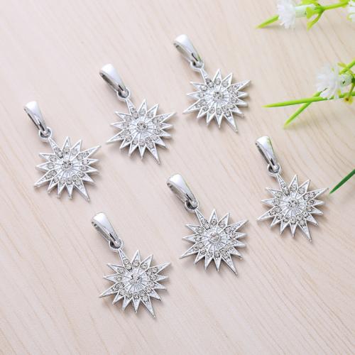 Zinc Alloy Rhinestone Pendants silver color plated DIY & with rhinestone nickel lead & cadmium free Sold By PC