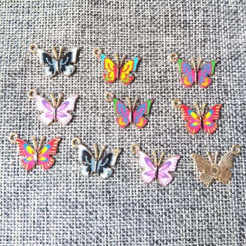 Zinc Alloy Enamel Pendants Butterfly gold color plated DIY nickel lead & cadmium free Sold By PC