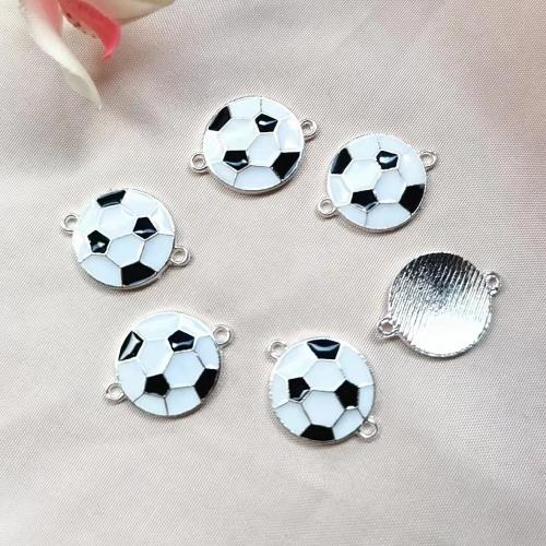 Connecteur en alliage de zinc, Football, Placage de couleur argentée, DIY & émail & boucle de 1/1, blanc, protéger l'environnement, sans nickel, plomb et cadmium, 21.50x2.50x16mm, Vendu par PC