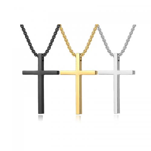 Titanium Steel Necklace Cross polished fashion jewelry & for man Sold By PC