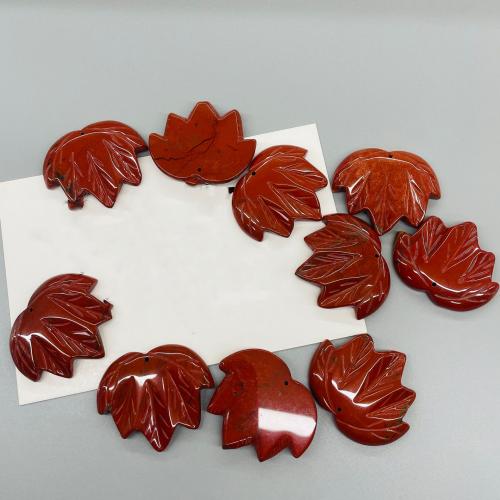 Rode Jaspis Hanger, Maple Leaf, DIY, rood, 42x50x8mm, Verkocht door PC