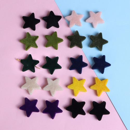 Akryl smycken pärlor, med Flocking Fabric, Star, DIY, fler färger för val, 22x22mm, Hål:Ca 1.5mm, Ca 10PC/Bag, Säljs av Bag