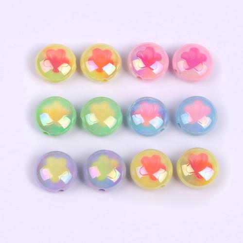 Perles  acrylique plaqué , Plat rond, Placage UV, impression & DIY, plus de couleurs à choisir, 18x18x10mm, Environ 10PC/sac, Vendu par sac