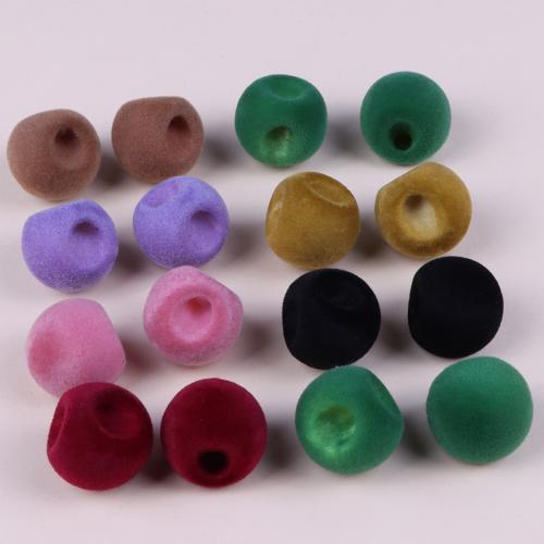 Akril nakit Beads, s Flocking tkanina, Krug, možete DIY, više boja za izbor, 20mm, Rupa:Približno 3mm, Približno 10računala/Torba, Prodano By Torba