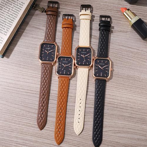 Women Wrist Watch Zinc Alloy with PU Leather & Glass fashion jewelry & Chinese movement & for woman nickel lead & cadmium free Dial diameter :35mm 9mm. Length Approx 220 mm Sold By PC