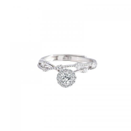 Kubieke Circonia Micro Pave Brass Ring, Messing, plated, micro pave zirconia & voor vrouw, platina kleur, Verkocht door PC