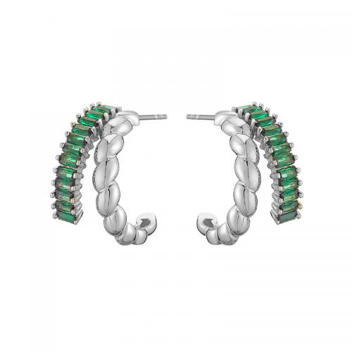 Befestiger Zirkonia Messing Ohrring, plattiert, Micro pave Zirkonia & für Frau, keine, verkauft von Paar