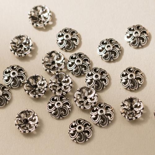 925 Sterling Silber Perlenkappe, DIY, originale Farbe, 7mm, Bohrung:ca. 1mm, verkauft von PC