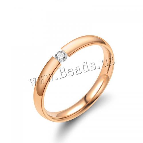 Bague acier titane, unisexe & normes différentes pour le choix & pavé de micro zircon, plus de couleurs à choisir, 3mm, Vendu par PC