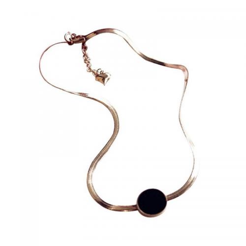 Acier titane collier, avec 2inch chaînes de rallonge, Plat rond, Placage, chaîne serpent & styles différents pour le choix & pour femme & émail, Longueur Environ 14.2 pouce, Vendu par PC