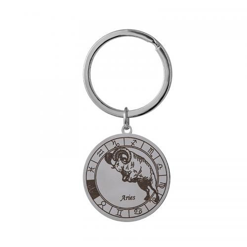 304 acciaio inox chiusura per chiavi, 12 Segni zodiacali, unisex & diversi modelli per la scelta, colore originale, 30x30mm, Venduto da PC