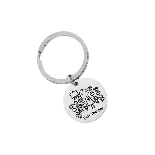 304 Stainless Steel Key Lukko, Litteä pyöreä, Unisex & erikokoisia valinnalle, alkuperäinen väri, Myymät PC