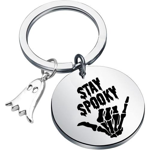 304 Stainless Steel Key spona, Flat Round, Halloweenský design & unisex, Původní barva, 30x30mm, Prodáno By PC