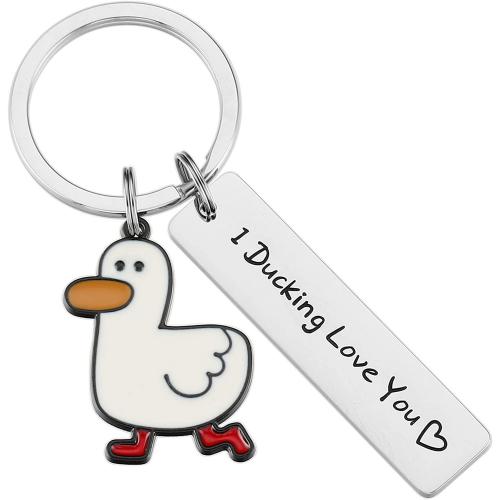 316L nerezové oceli Key spona, Kachna, á, unisex & s písmenem vzorem & smalt, více barev na výběr, 33x25mm, Prodáno By PC